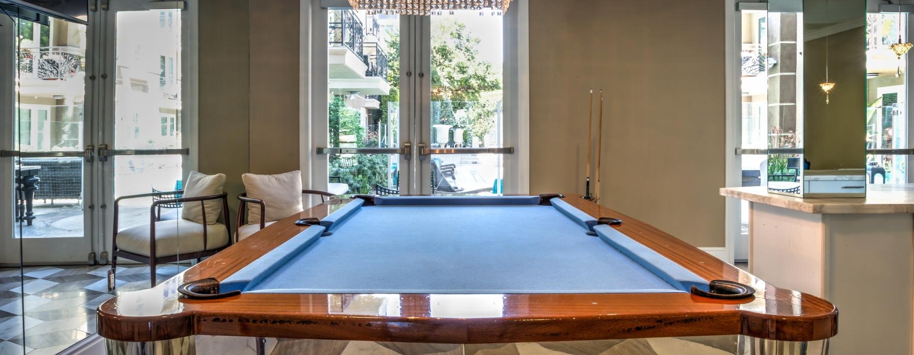 a pool table in a room